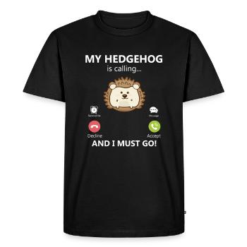 Mon hérisson appelle et je dois aller caresser le hérisson - T-shirt Premium bio Homme - noir - Devant - Nico (187cm)