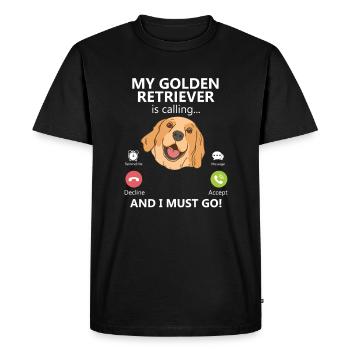 Mon golden retriever appelle et je dois être drôle - T-shirt Premium bio Homme - noir - Devant - Nico (187cm)