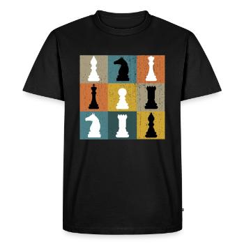 Joueur d'échecs art échiquier rétro vintage cadeau - T-shirt Premium bio Homme - noir - Devant - Nico (187cm)