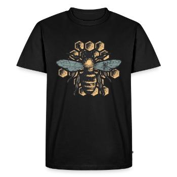 Abeille à miel vintage Abeille à miel en nid d'abeille rétro - T-shirt Premium bio Homme - noir - Devant - Nico (187cm)