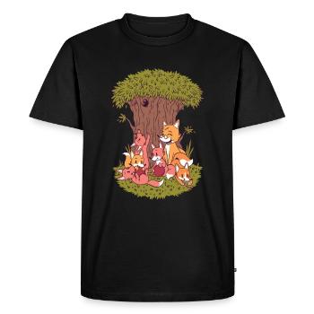 Fuchs Fuchsbau Familie Happy Fox Family - Men's Premium Organic T-Shirt - black - Front - Nico (187cm)