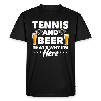 Idée cadeau pour les joueurs de tennis et les amateurs de bière - T-shirt Premium bio Homme - noir - Devant - Nico (187cm)