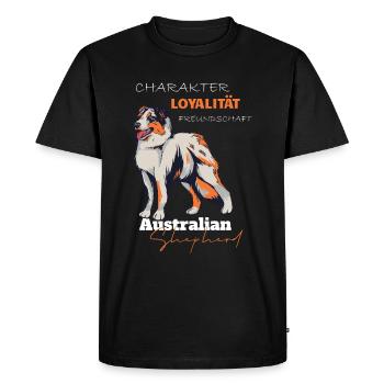 Aussie Shepherd character loyalty friendship - Men's Premium Organic T-Shirt - black - Front - Nico (187cm)