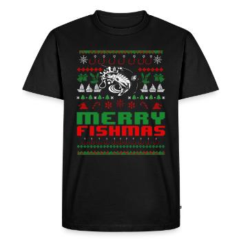 Pêcheur de Noël laid joyeux poisson - T-shirt Premium bio Homme - noir - Devant - Nico (187cm)