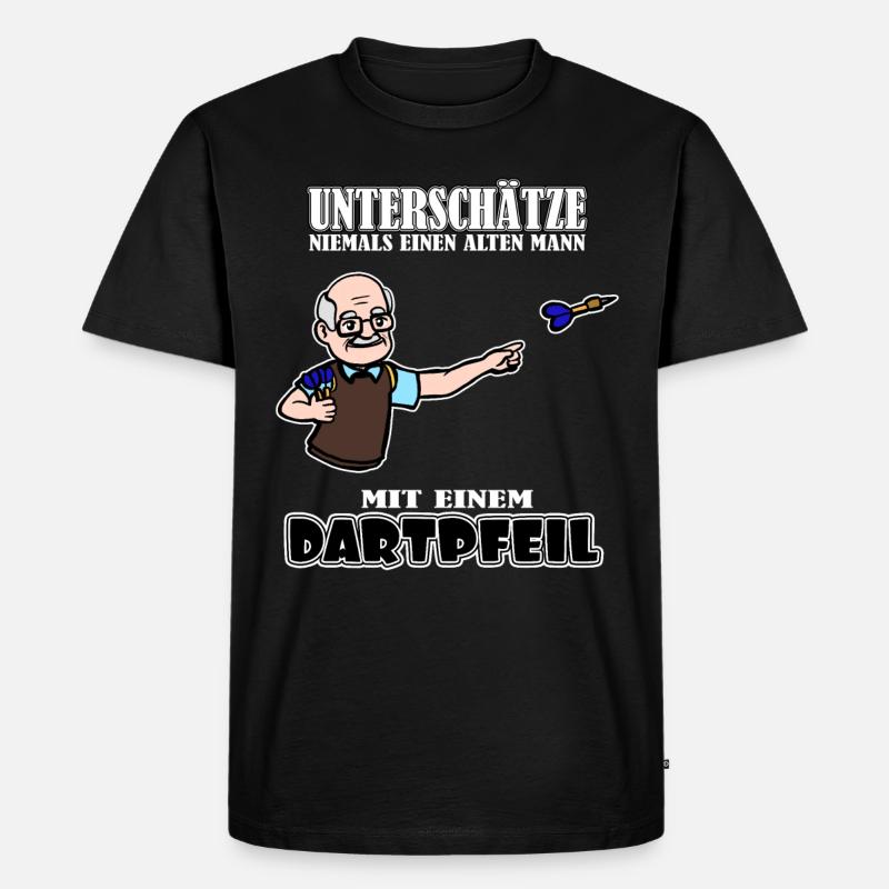 Dart alten Mann - Männer Premium Bio T-Shirt - Schwarz