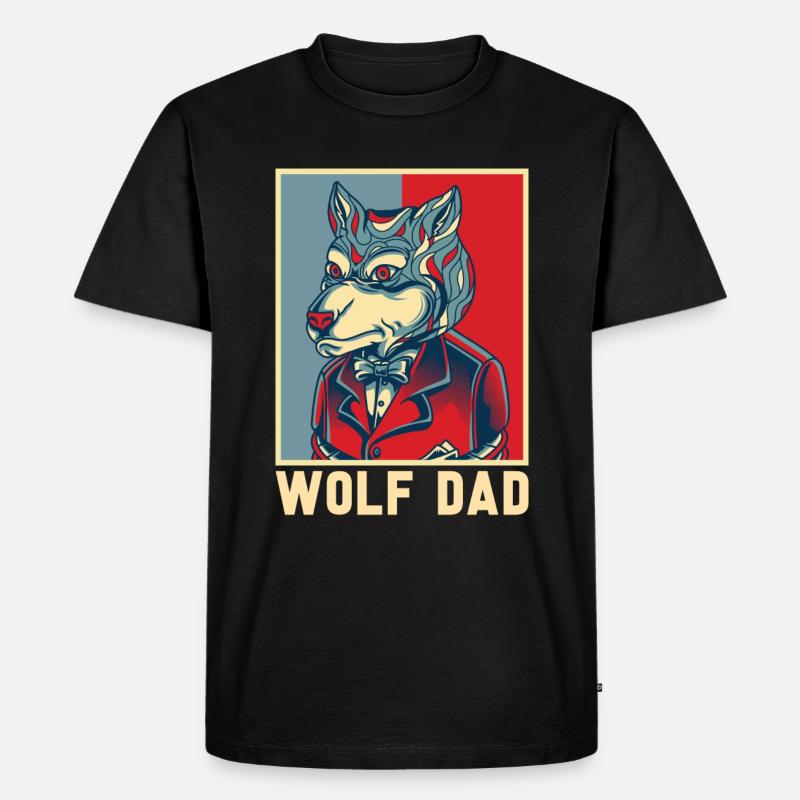Wolf - Männer Premium Bio T-Shirt - Schwarz