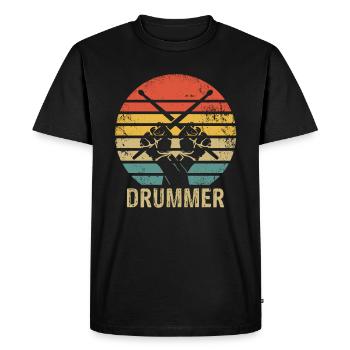 Retro Drums Drummer Vintage Drummer - T-shirt Premium bio Homme - noir - Devant - Nico (187cm)