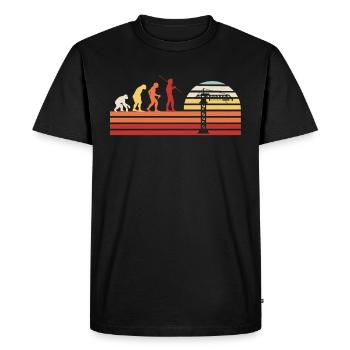 Retro Crane Construction Crane Vintage Crane Driver Crane Operator - Men's Premium Organic T-Shirt - black - Front - Nico (187cm)