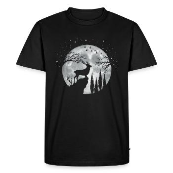Cerf - T-shirt Premium bio Homme - noir - Devant - Nico (187cm)