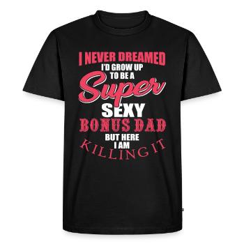 Bonus Papa Cadeau Beau-Père - T-shirt Premium bio Homme - noir - Devant - Nico (187cm)