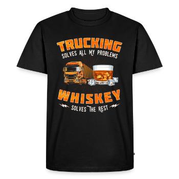 Chauffeur de camion Chauffeur de camion Chauffeur de camion Camionneur - T-shirt Premium bio Homme - noir - Devant - Nico (187cm)