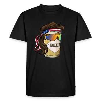 Vokuhila - Männer Premium Bio T-Shirt - Schwarz - Vorne - Nico (187cm)