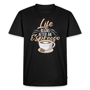 Café expresso - T-shirt Premium bio Homme - noir - Devant - Nico (187cm)