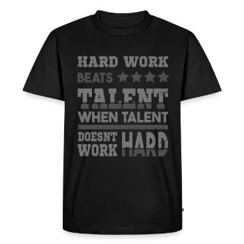 Hard Work beats Talent Fitness Gym Motivation - Men's Premium Organic T-Shirt - black - Front - Nico (187cm)