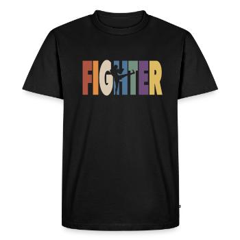 Combattant MMA Muay Thai Vintage Boxe Kickboxing - T-shirt Premium bio Homme - noir - Devant - Nico (187cm)