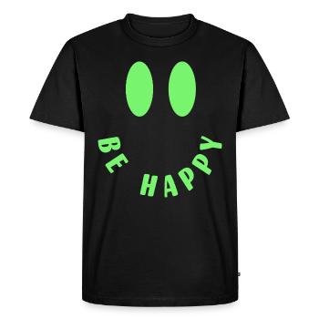 Être heureux - Sourire - Pensée positive - T-shirt Premium bio Homme - noir - Devant - Nico (187cm)