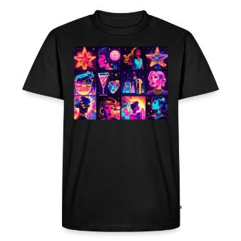 néon, nostalgique ,culture pop,rétro,enseigne au néon - T-shirt Premium bio Homme - noir - Devant - Nico (187cm)