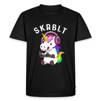 Gamer Unicorn - Gift Idea - Men's Premium Organic T-Shirt - black - Front - Nico (187cm)
