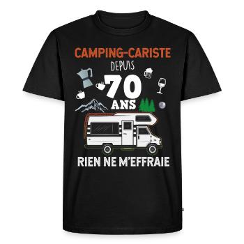 Camping- car camping-cariste depuis 70 ans - T-shirt Premium bio Homme - noir - Devant - Nico (187cm)
