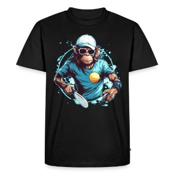 Smash it! - Funny tennis monkey design - Men's Premium Organic T-Shirt - black - Front - Nico (187cm)