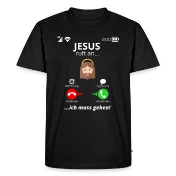 Jesus Ruft An Anruf Christen Kirche Glaube Gläubig - Men's Premium Organic T-Shirt - black - Front - Nico (187cm)