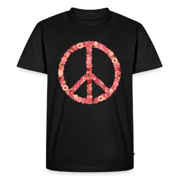 Hippie Peace Sign Flower Power Idée de Woodstock - T-shirt Premium bio Homme - noir - Devant - Nico (187cm)