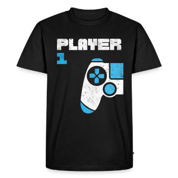 Player 1 Player 2 Gamer Partnerlook - T-shirt Premium bio Homme - noir - Devant - Nico (187cm)