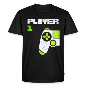 Player 1 Player 2 Gamer Partnerlook - T-shirt Premium bio Homme - noir - Devant - Nico (187cm)