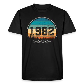 Vintage 1982 Limited Edition Retro Sunset - Men's Premium Organic T-Shirt - black - Front - Nico (187cm)