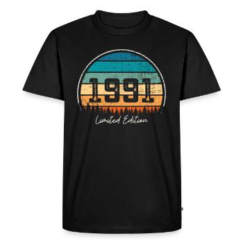 Vintage 1991 Limited Edition Retro Sunset - Men's Premium Organic T-Shirt - black - Front - Nico (187cm)