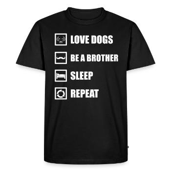 Chien frère Dormir Répétition - T-shirt Premium bio Homme - noir - Devant - Nico (187cm)