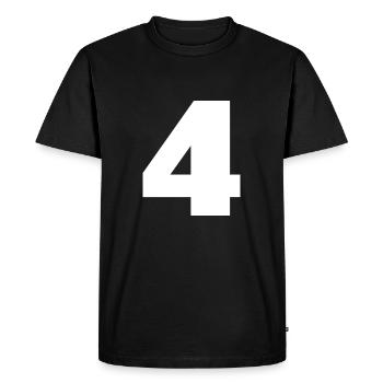 Numéro 4 Monogramme en majuscules - T-shirt Premium bio Homme - noir - Devant - Nico (187cm)