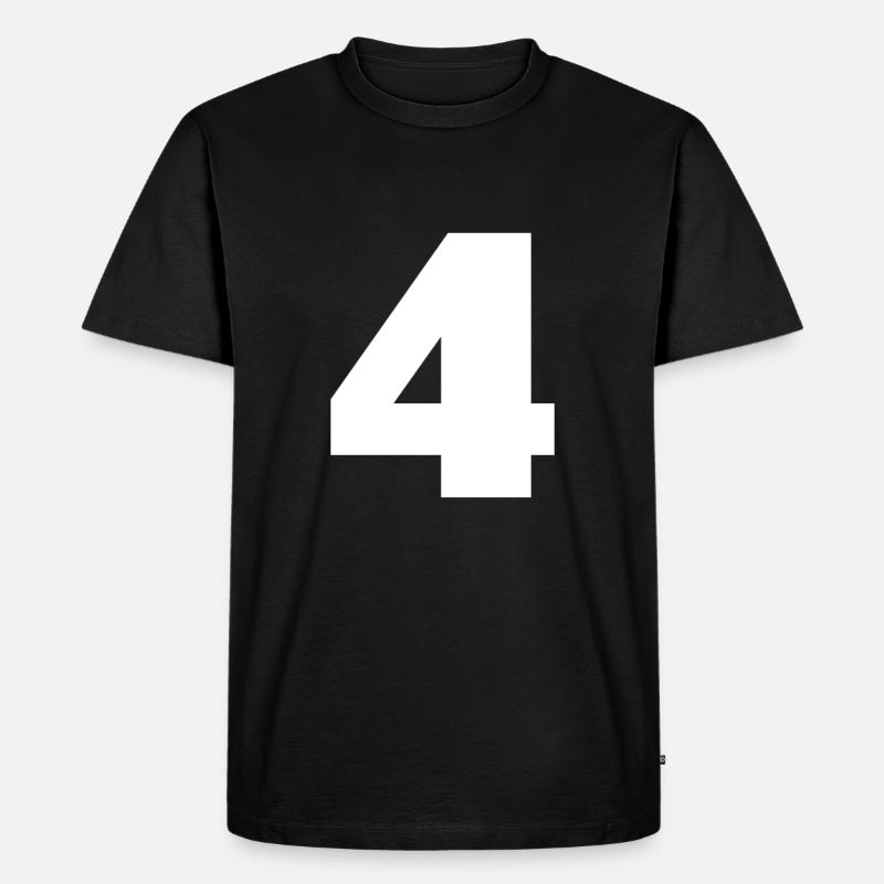 Nummer 4 Großbuchstaben Monogramm - Männer Premium Bio T-Shirt - Schwarz