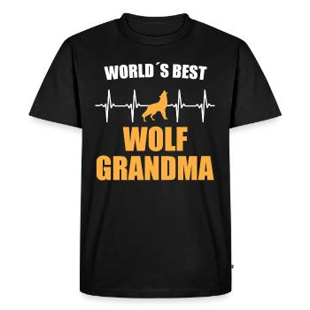 Loup Grand-mère Battement de cœur - T-shirt Premium bio Homme - noir - Devant - Nico (187cm)