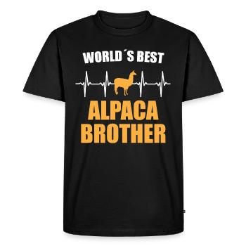 Alpaga frère Battement de coeur - T-shirt Premium bio Homme - noir - Devant - Nico (187cm)