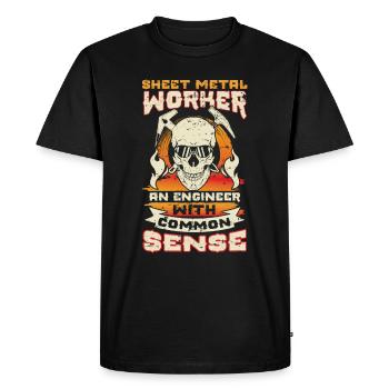 Tôlier Un ingénieur avec du bon sens - T-shirt Premium bio Homme - noir - Devant - Nico (187cm)