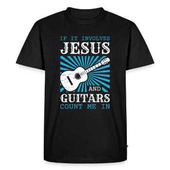 If It Involves Jesus And Guitars Count Me In for - Men's Premium Organic T-Shirt - black - Front - Nico (187cm)