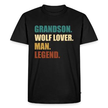 Wolf Grandson Legend - Men's Premium Organic T-Shirt - black - Front - Nico (187cm)