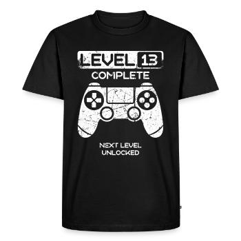 13th birthday 13 years Gamer Level Complete - Men's Premium Organic T-Shirt - black - Front - Nico (187cm)