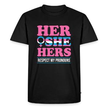 Elle ses siens Respectez mes pronoms Lgbt Droits Lgbt - T-shirt Premium bio Homme - noir - Devant - Nico (187cm)