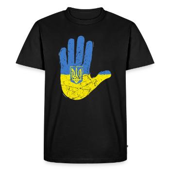 Chemise d’Ukraine Drapeau ukrainien - T-shirt Premium bio Homme - noir - Devant - Nico (187cm)