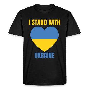 Je me tiens avec le drapeau ukrainien vintage de l’Ukraine - T-shirt Premium bio Homme - noir - Devant - Nico (187cm)