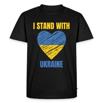 Je me tiens avec le drapeau ukrainien vintage de l’Ukraine - T-shirt Premium bio Homme - noir - Devant - Nico (187cm)