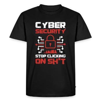 Cyber Security Stop Clicking - Men's Premium Organic T-Shirt - black - Front - Nico (187cm)