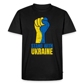 Stand with Ukraine Vintage Ukraine Flag - Men's Premium Organic T-Shirt - black - Front - Nico (187cm)