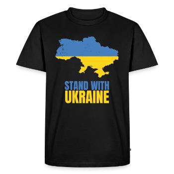 Stand with Ukraine Vintage Ukraine Flag - Men's Premium Organic T-Shirt - black - Front - Nico (187cm)