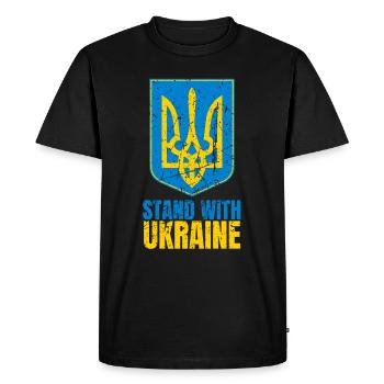 Stand with Ukraine Vintage Ukraine Flag - Men's Premium Organic T-Shirt - black - Front - Nico (187cm)