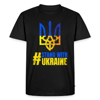 Stand with Ukraine Vintage Ukraine Flag - Men's Premium Organic T-Shirt - black - Front - Nico (187cm)