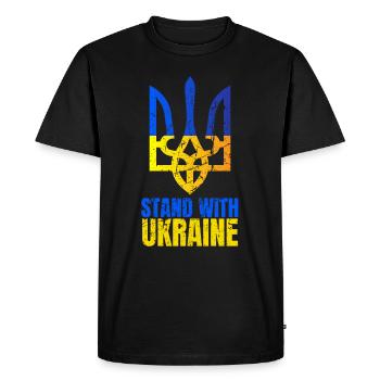 Stand with Ukraine Vintage Ukraine Flag - Men's Premium Organic T-Shirt - black - Front - Nico (187cm)