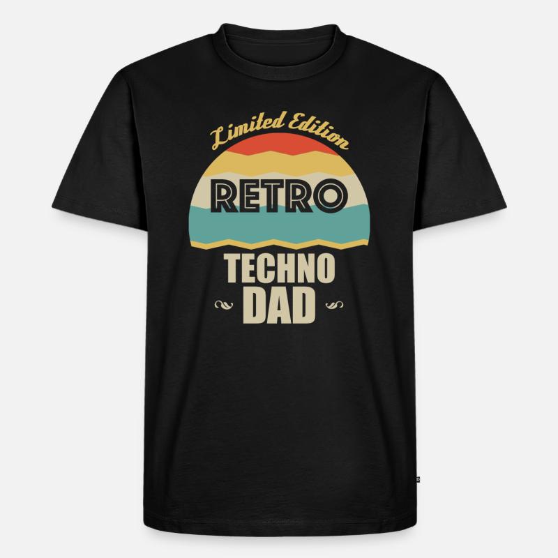 Retro Techno Vater - Männer Premium Bio T-Shirt - Schwarz